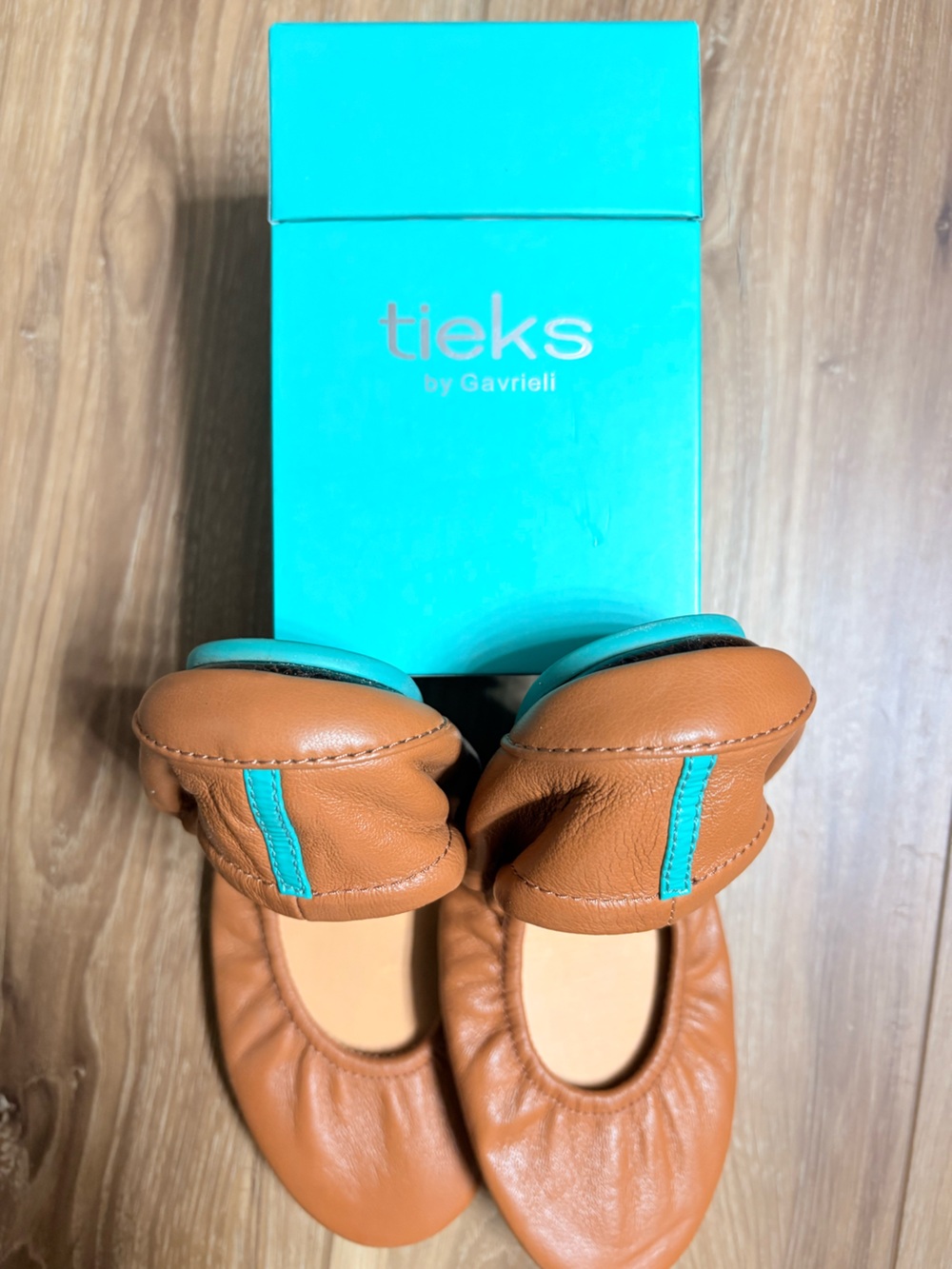 Tieks Leather Foldable Ballet Flats in Chestnut - Picture 2 of 4